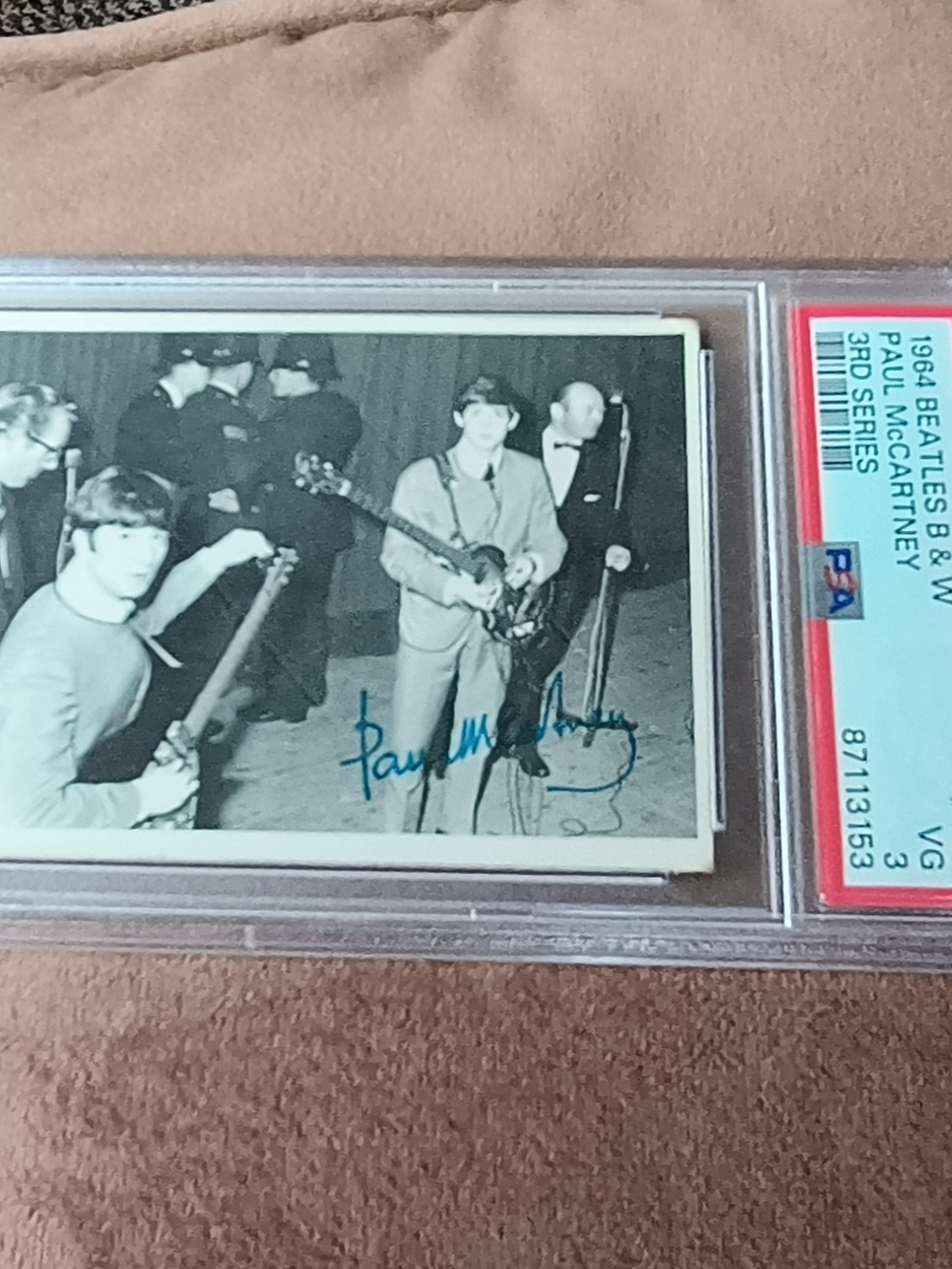 Paul McCartney Signed Beatles Photo Card - Black & White Graded PSA 3
